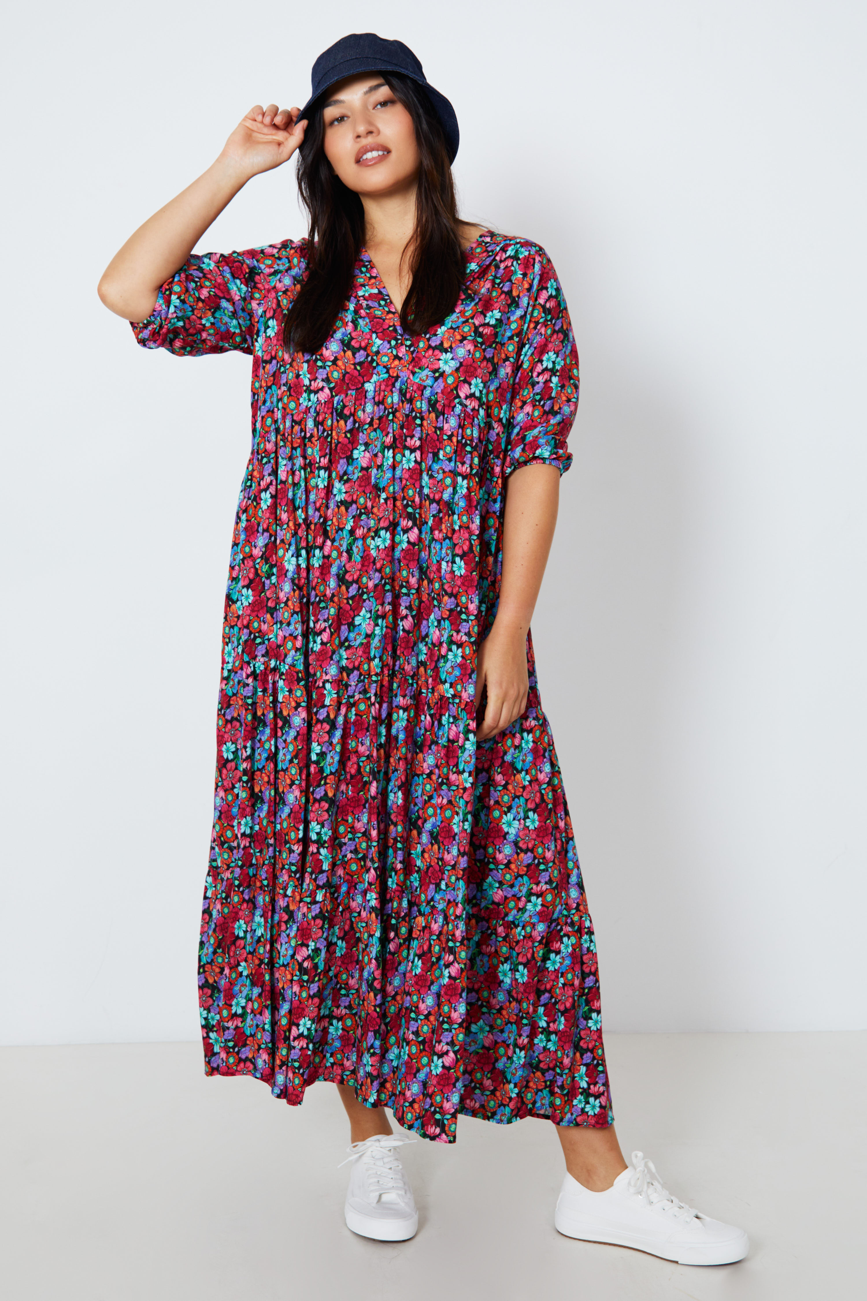 Robe de style bohème en viscose imprimée