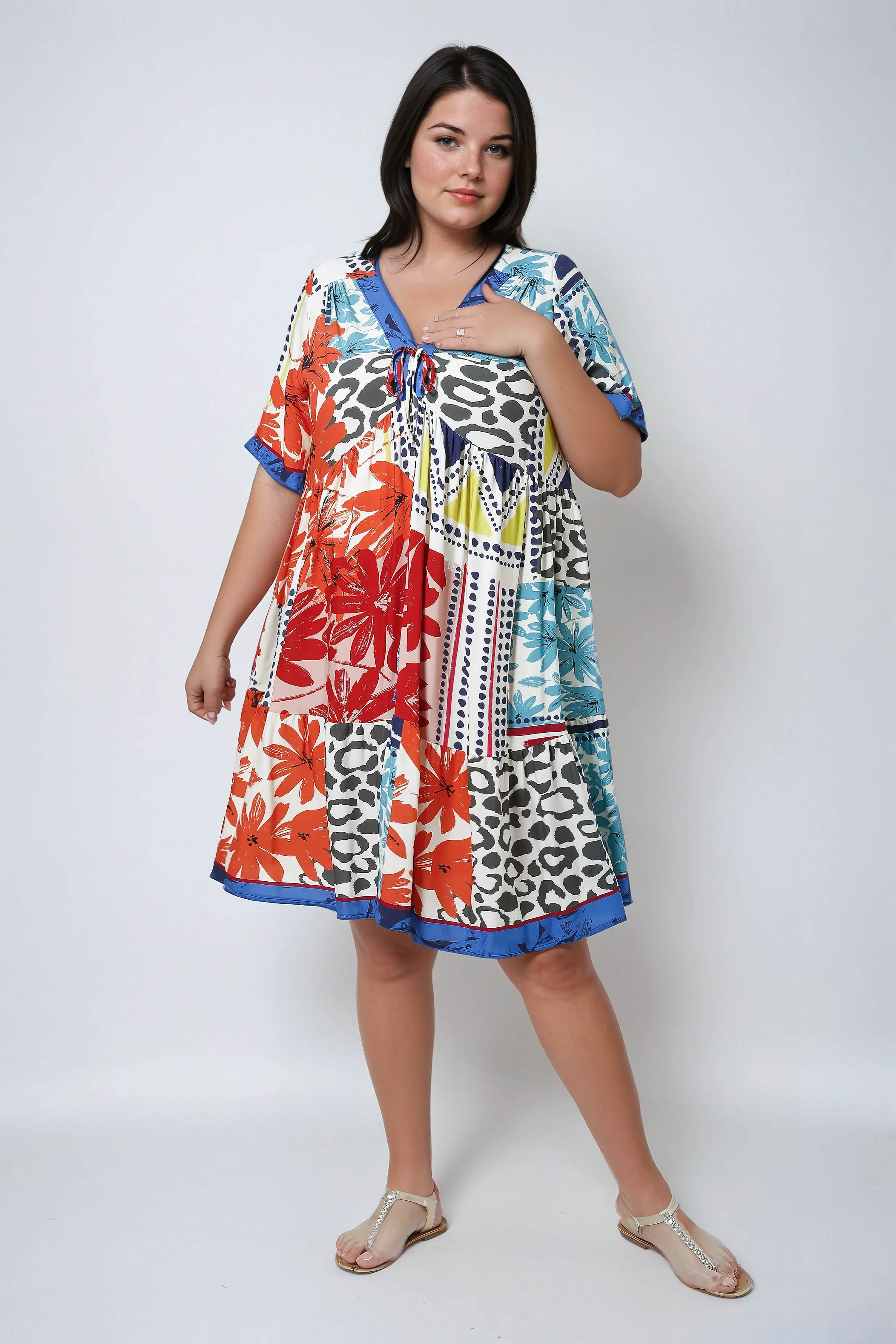 Robe mi-longue en fibranne imprimée