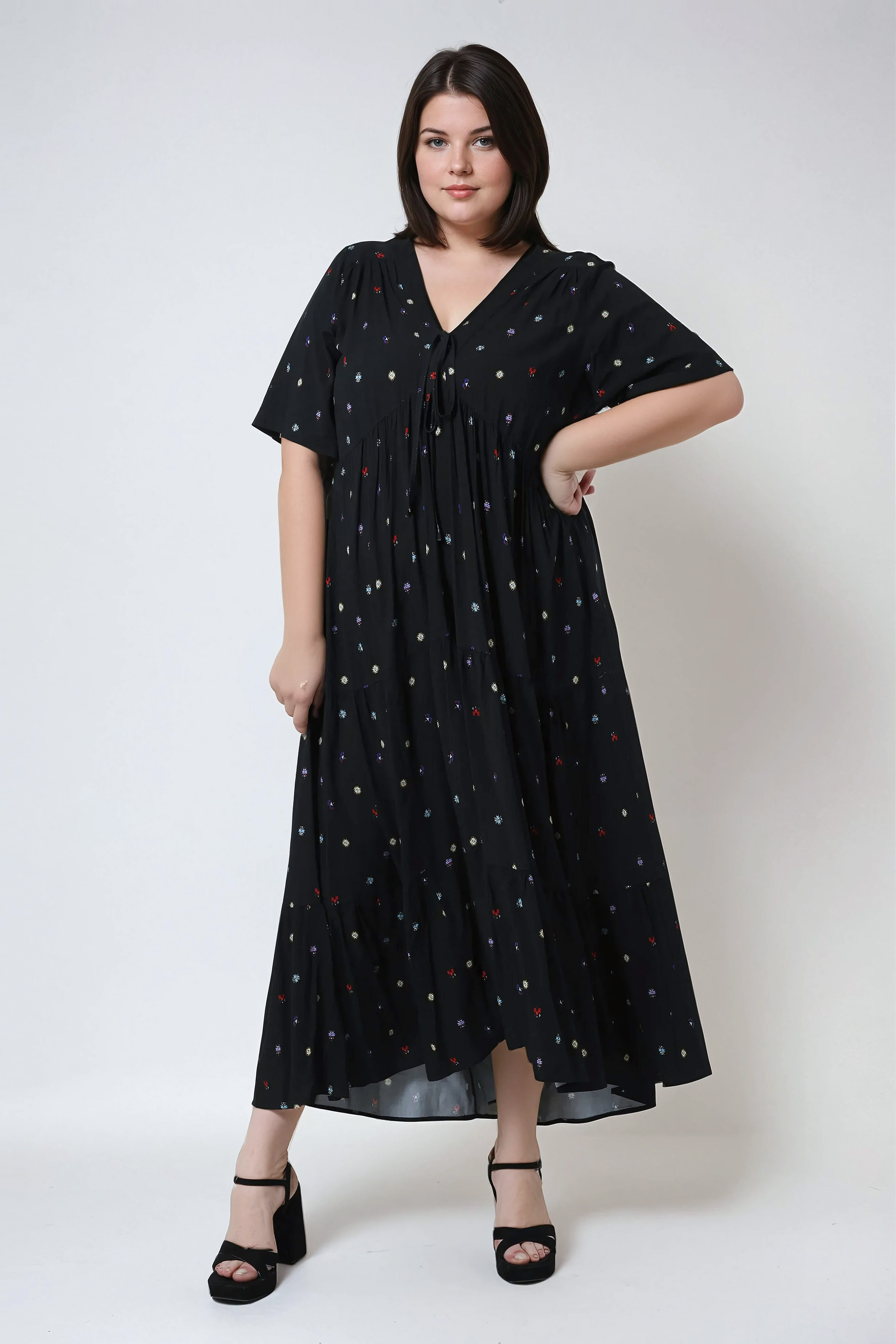 Robe longue en imprimé à base