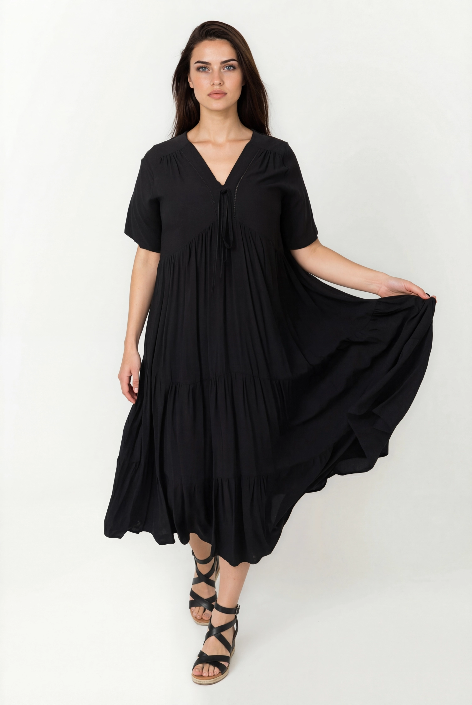 plain bohemian style dress Long, bohemian-style Dolkfu 3/4 Sleeve Fall Wedding Gown10 Size:13 Wide Take it to enjoy