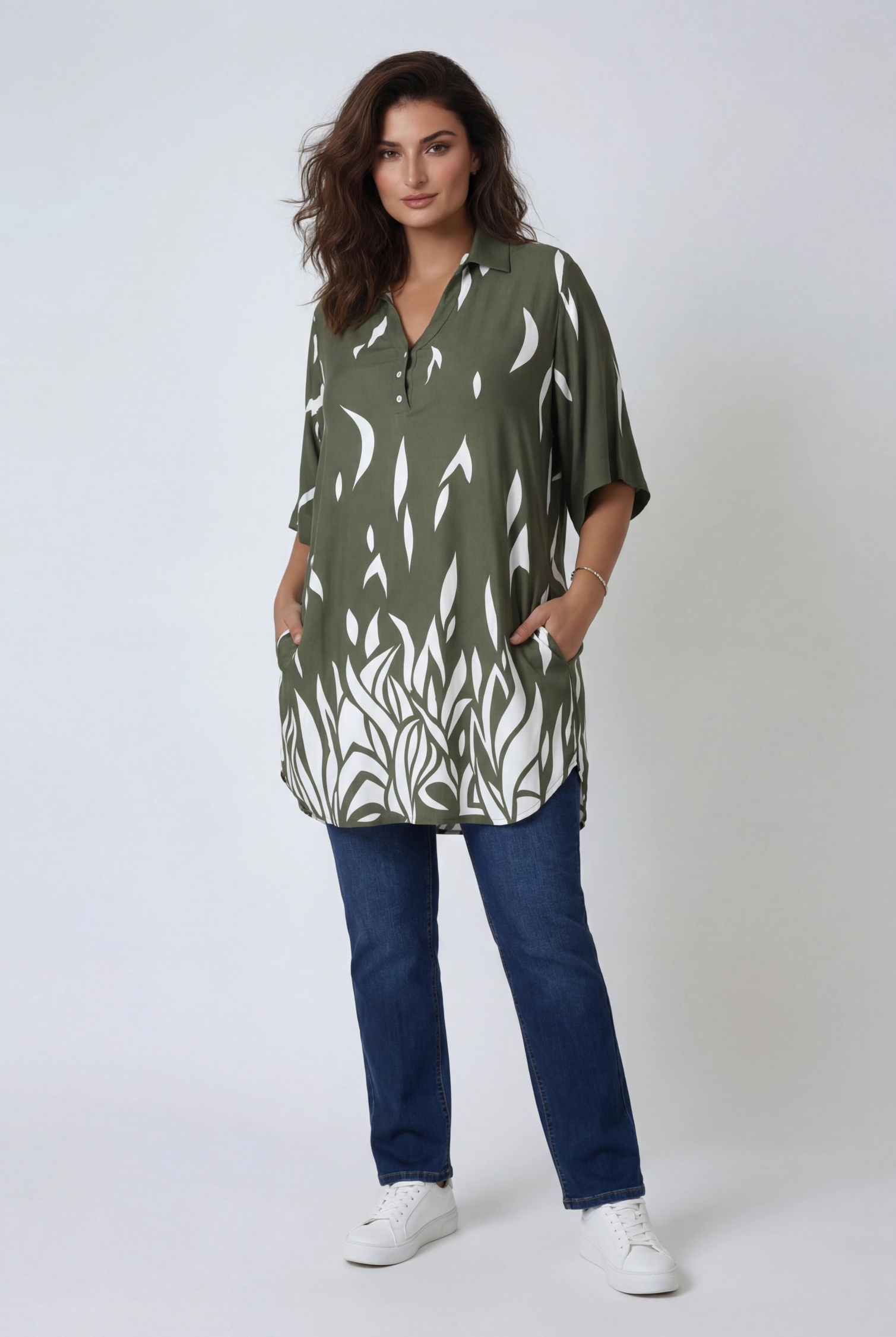 Tunique coupe ample gris Yoek | La Redoute