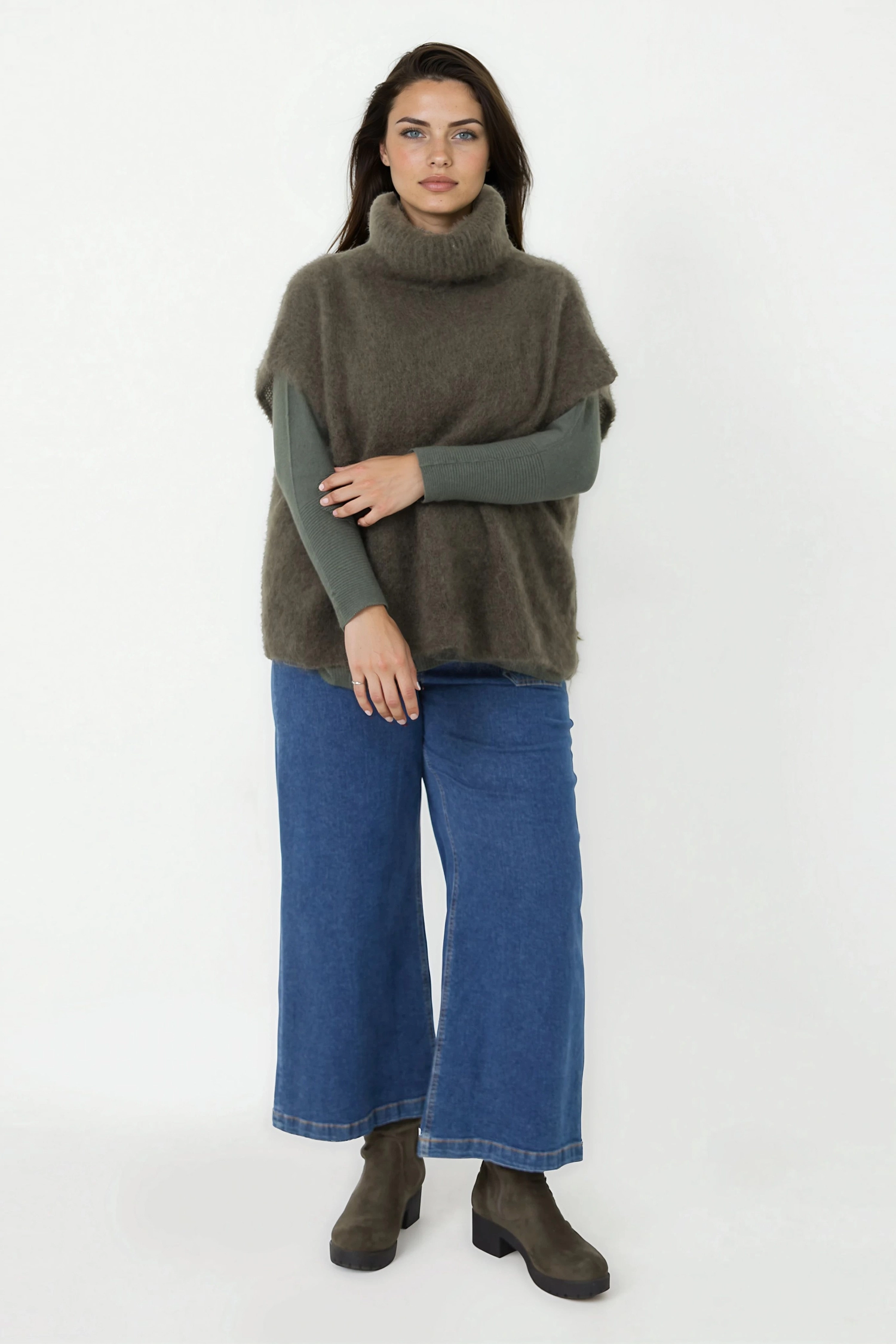 Pull Sans Manches Col Roulé - Gris Anthracite | Be Camaïeu